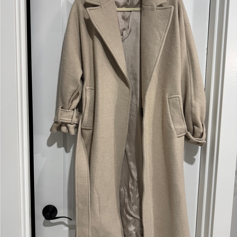 Zara Cream Wool Blend Coat